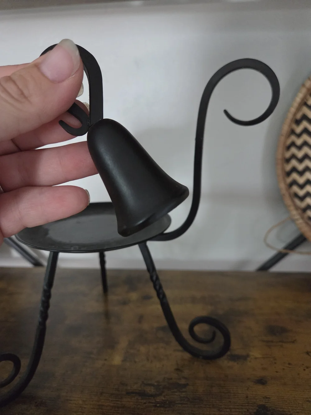 Craft Black Twisted Metal Candle Stand with Curled Legs